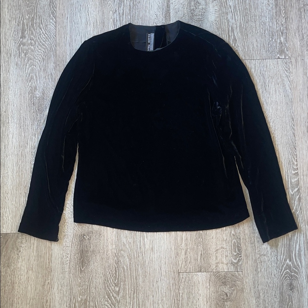 Ellen Tracy Linda Allen crushed velvet silk blend size 10 crew neck blouse top
